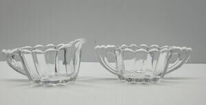 Vintage Heisey Crystolite Glass Creamer and Sugar Set with Tray Elegant Crystal